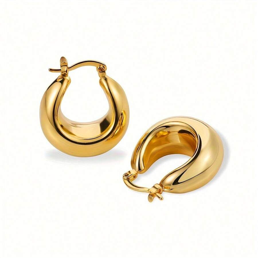 European And American Fashion Women's Golden Earrings - Gold - View 1