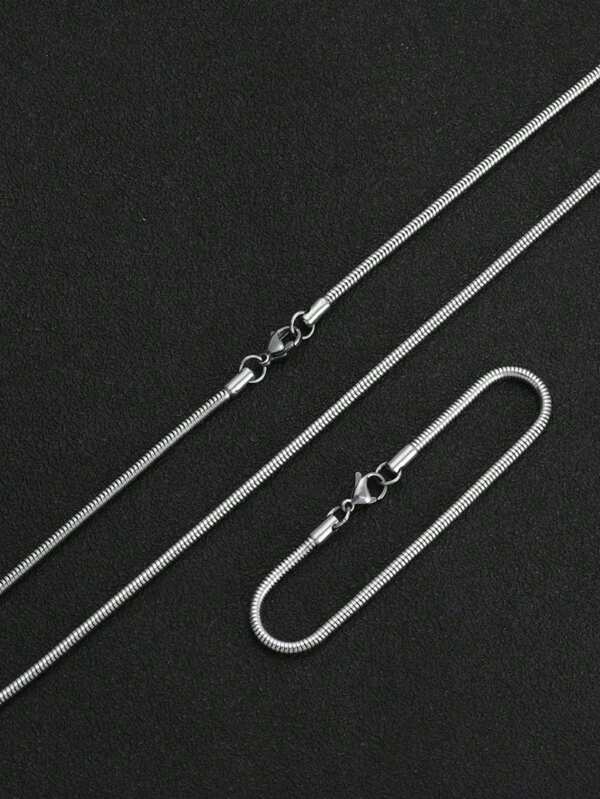 Corrente Cordão Rabo De Rato 55CM/2mm + Pulseira Aço Inox 316L