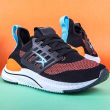 Tênis Masculino Esportivo Dia a Dia Academia Corrida Caminhada Trabalho e lazer - Preto Laranja - Visão 6