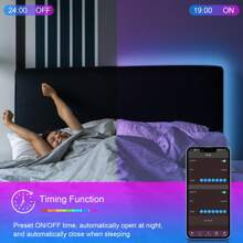 Luz LED para dormitorio, Luces LED RGB, Control remoto de 44 teclas y APP, Pueden cambiar de color de forma sincrónica con la música, Pueden programarse, Ajustar el brillo, Muy fácil de instalar, Luces LED adecuadas para decoración de habitación infantil, Decoración del hogar, Decoración de pared - Multicolor - Ver 3