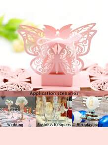50 piezas Caja de caramelos en forma de mariposa lindas y bolsa de regalo de paquete de chocolate para boda, matrimonio, cumpleaños, bautizo, decoraciones de fiesta, artículo barato, suministros para pequeños negocios, decoración de boda, suministros escolares, bolsa de alimentos, caja de alimentos adecuada para caramelos, chocolates, galletas, etc.