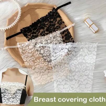 ستة قطع مجموعة حمالة الصدر الدانتيلية باللون الأحادي والتي تتميّز بالزهور وفوط ترميم  نصف شفّافة، إكسسوارات ملابس داخلية وملابس تحتية للنساء