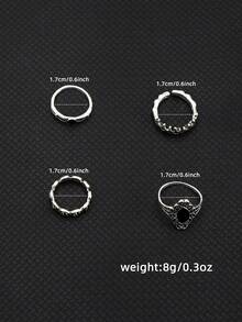 4 Cái/bộ Phụ Nữ Sang Trọng Sáng Tạo Độc Đáo Kết Nối Nhẫn Ngón Tay Và Ngón Chân Với Kim Cương Giả Cổ Điển Cho Kỳ Nghỉ Du Lịch Bằng Trang Sức Hợp Kim Vàng - Bạc - Xem 8