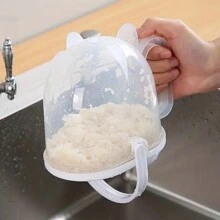 1pc Rice Washing Machine Filter, Vegetables Fruits Cleaning Tool For Kitchen, Restaurant And Home Rice Washer, Rice Cleaning Sieve For Slouchy People, Multi-Functional Grain Cleaning Filter With Handle - Quick Rice Washing - White - View 5