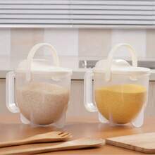 1pc Rice Washing Machine Filter, Vegetables Fruits Cleaning Tool For Kitchen, Restaurant And Home Rice Washer, Rice Cleaning Sieve For Slouchy People, Multi-Functional Grain Cleaning Filter With Handle - Quick Rice Washing - White - View 2