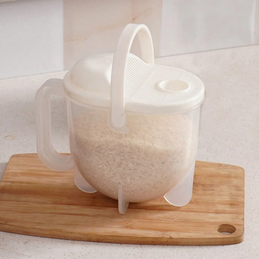 1pc Rice Washing Machine Filter, Vegetables Fruits Cleaning Tool For Kitchen, Restaurant And Home Rice Washer, Rice Cleaning Sieve For Slouchy People, Multi-Functional Grain Cleaning Filter With Handle - Quick Rice Washing - White - View 1