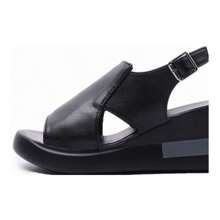 Back Strap Women Sandals Platform Leather Female Sandals Summer Non-slip Women's Sandals Soft Beach Casual Shoes Height Increase - Negro - Ver 6