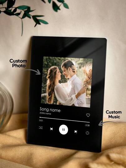 1pc Customized Couple Gift, Customized Plaque, Personalized Acrylic Plaque, Customized Album Cover, Personalized Photo Frame, Customized Song Poster, Customized Photo Plaque, Personalized Music Poster, Music Plaque Printing, Music Poster Printing, Wedding Gift, Anniversary Gift, Housewarming Gift, Mother's Day Gift, Father's Day Gift, Gift For Mom/Dad, Gift For Him/Boyfriend/Husband, Gift For Her/Girlfriend/Wife