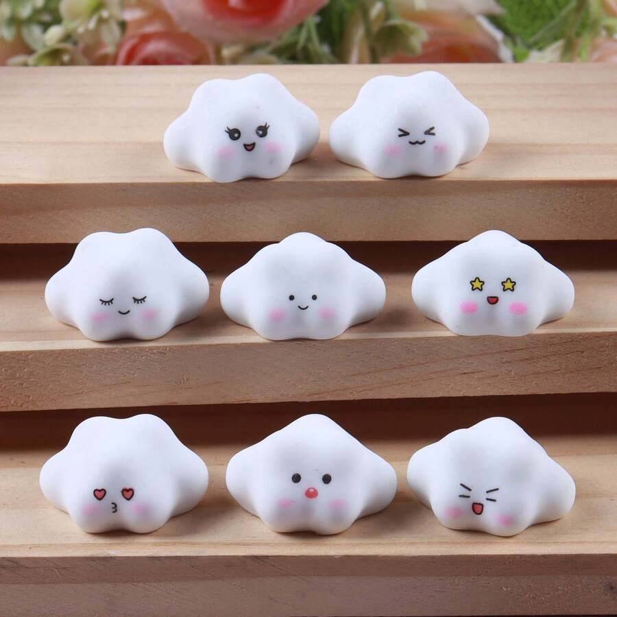 Bộ 8 vật liệu DIY hình đám mây thu nhỏ chân thực và đáng yêu dùng làm ốp điện thoại di động, móc chìa khóa, mặt dây chuyền, kẹp tóc, đồ trang trí, bố cục cảnh quan & trang trí bàn làm việc - Nhiều màu - Xem 1