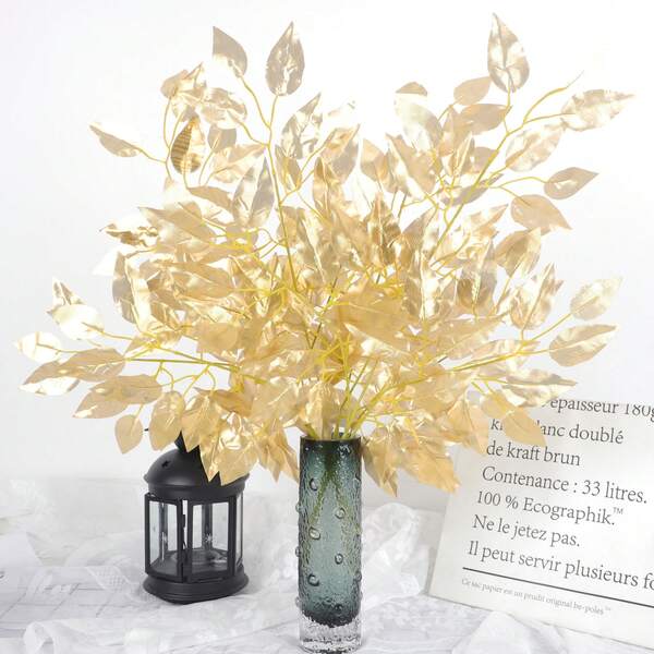 1/3pcs Artificial Banyan Tree Leaves , Faux Leaf Stem, Fake Plants For Flower Arrangement Wedding Party Office Home Decoration Festival Celebration ,Party Decor ,Centerpiece Home Office Decor Aesthetic Room Decor, New Year's Eve Spring Festival Holiday Home Decor