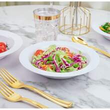 60pcs Resuable White Plastic Bowls-12 Oz Plastic Bowls  White Plastic Soup Bowls, Heavy Duty White Plastic Bowls For Wedding, Party, Christmas, New Years - White - View 4