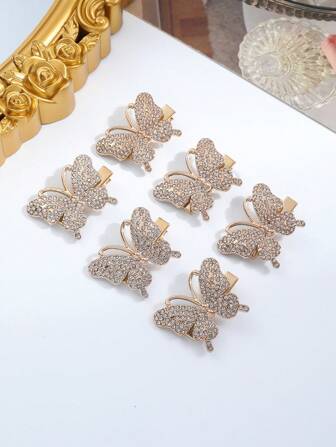 1套6件时尚精致的发夹配件，包括鳄鱼夹和侧夹，适合女士和女孩日常和节日装饰以及作为礼物。爪夹发夹发夹