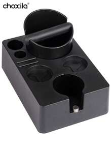 choxila 1pc Espresso Tamper Station And Espresso Knock Box , Black Tamping Station Plastic Coffee Tamper Stand, Portafilter Holder For 51/53/58mm Espresso Machine Coffee Accessories School Supplies Back To School