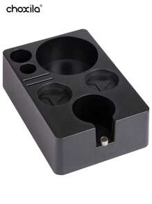 choxila 1pc Espresso Tamper Station And Espresso Knock Box , Black Tamping Station Plastic Coffee Tamper Stand, Portafilter Holder For 51/53/58mm Espresso Machine Coffee Accessories School Supplies Back To School