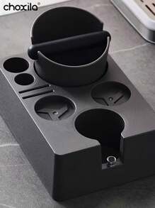 choxila 1pc Espresso Tamper Station And Espresso Knock Box , Black Tamping Station Plastic Coffee Tamper Stand, Portafilter Holder For 51/53/58mm Espresso Machine Coffee Accessories School Supplies Back To School