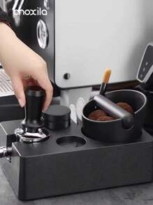 choxila 1pc Espresso Tamper Station And Espresso Knock Box , Black Tamping Station Plastic Coffee Tamper Stand, Portafilter Holder For 51/53/58mm Espresso Machine Coffee Accessories School Supplies Back To School