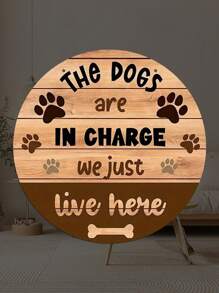 Dogs Are The Owner, We Just Live Here, LPc Wooden Flower Wreath, Outdoor Hanging Decoration, Suitable For Front Doors, Living Rooms, Patios, Wall Art Decoration, Gift Exchange Wooden Decorative Sign.,Home Decor ,Room Decor,Wall Decor Gifts Birthday Graduation