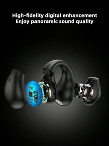 G100耳夾式雙耳無線運動防水數字顯示觸摸控制，超長電池壽命，非入耳式藍牙耳機