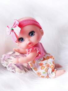 DOLL MEET One Piece 3+ Children Crying Reborn Baby Doll Smile Pink Hearts Eyes Cute 6 Inches Polly Pocket Swivel Mini Vinyl Doll 15.5Cm Gift Toys For Child