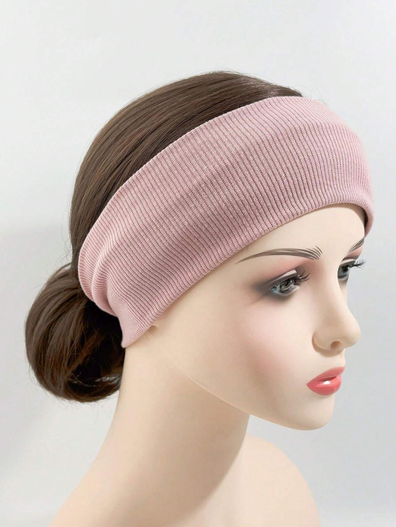 1pc Diadema de punto elástica simple para mujeres, con doble capa que