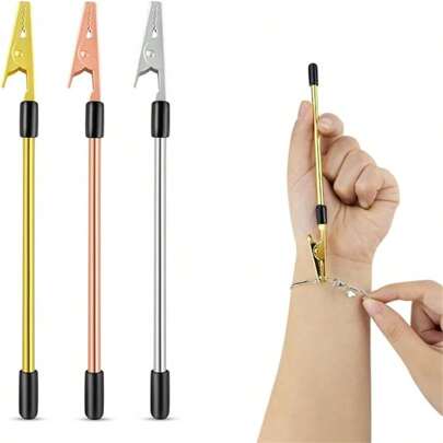 手链辅助工具 手链紧固辅助工具 适用于珠宝手表项链扣拉链 手链紧固件辅助器 金色银色玫瑰金金属珠宝扣钩珠宝带拉链