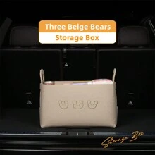 AD 1pc Beige Car Trunk Organizer For Women, Foldable Multifunctional Storage Box, Car Storage Container