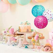 1pc Donut Style Lantern Decoration Pendant For Mall Window Display And Shop Decoration - Blue - View 1