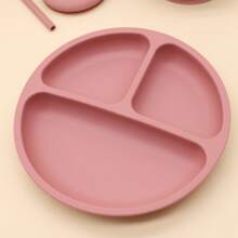 9Pcs  Silicone Baby Tableware Set With Bib, Sippy Cup, Strong Suction Divided Plate, Snail Bowl, Spoon And Fork