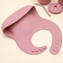 9Pcs  Silicone Baby Tableware Set With Bib, Sippy Cup, Strong Suction Divided Plate, Snail Bowl, Spoon And Fork