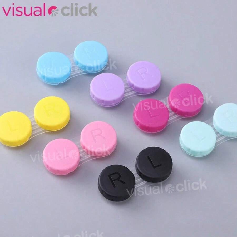 10pcs Lot Random Color Colored Contact Lenses Case L+R Contact Lens Case For Eyes Contacts Travel Kit Holder Lens Container