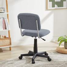 Aux Fur Comfy Height Adjustable Swivel Armless Home Office Sherpa Chair With Wheels For Bedrooms/Makeup Living Room - 灰色 - 查看 5