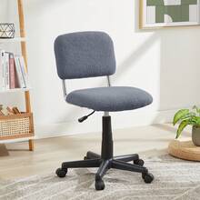 Aux Fur Comfy Height Adjustable Swivel Armless Home Office Sherpa Chair With Wheels For Bedrooms/Makeup Living Room - 灰色 - 查看 1