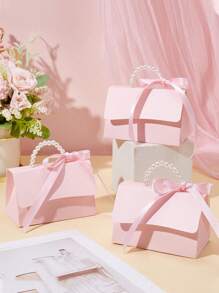 10 piezas Bolsas de regalo con decoración de perlas falsas, bolsas de embalaje de fiesta minimalistas, cajas de regalo de papel con asa de perlas, cajas de regalo rosa sólido exquisitas, adecuadas para el Día de San Valentín, regalos de boda, bolsas de embalaje mini con relieve floral y juego de cajas de regalo de papel, bolsas de regalo pequeñas para recuerdos de boda y decoraciones de fiesta, cajas de regalo para el Día de la Madre - Rosa - Ver 7