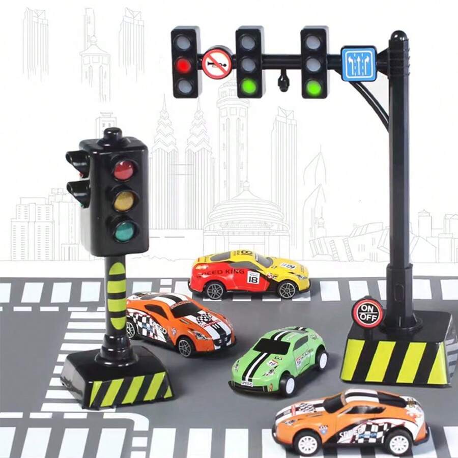 1入組交通安全教育信號燈紅綠燈聲音閃光停車場場景早教玩具，適用於學校、學生、文具、學校用品