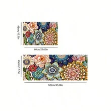 1pc Colorful Flowers Crystal Velvet Kitchen Floor Mat, Long Anti-Slip And Dirt-Resistant Rug - Flower Kitchen Mat - View 6