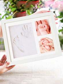 Kit per impronte dei piedini del neonato, kit per impronte di mani e piedi del neonato, cornice portafoto per ricordi del neonato, cornici per immagini per la nursery, kit stampo per impronte delle mani, regali per neomamma, articoli essenziali per neonati, regali per festa di nascità in bianco