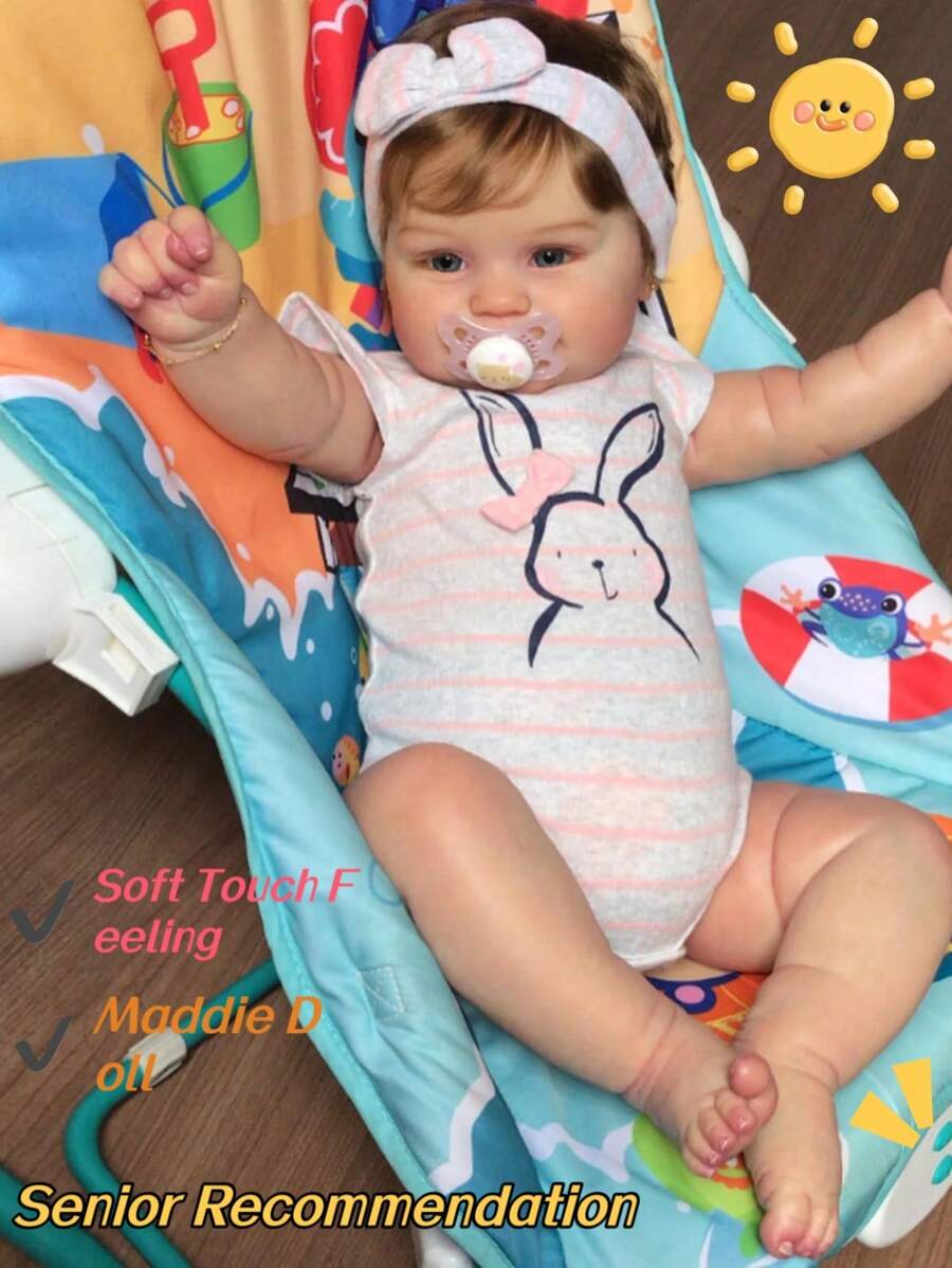 20 英寸/50 厘米手工製作可愛逼真 Maddie Reborn 女孩娃娃，配有藝術家 3D 彩繪皮膚（隨機含奶嘴） - 杏色 - 查看 1