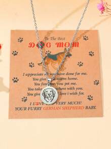 Goodwaro 1 pieza Fashionable Collar colgante de acero inoxidable grabado con laser de Dachshund, perro pastor, Golden Retriever, Corgi, gran regalo del Dia de la Madre para mamá de perro con cadena de clavícula hecha a mano y hermoso empaque de tarjeta, adecuado para usar en el Dia de la Madre