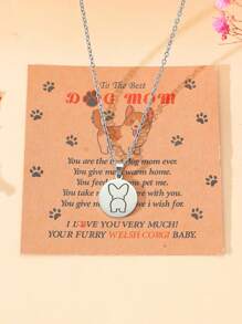 Goodwaro 1 pieza Fashionable Collar colgante de acero inoxidable grabado con laser de Dachshund, perro pastor, Golden Retriever, Corgi, gran regalo del Dia de la Madre para mamá de perro con cadena de clavícula hecha a mano y hermoso empaque de tarjeta, adecuado para usar en el Dia de la Madre