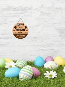 Dogs Are The Owner, We Just Live Here, LPc Wooden Flower Wreath, Outdoor Hanging Decoration, Suitable For Front Doors, Living Rooms, Patios, Wall Art Decoration, Gift Exchange Wooden Decorative Sign.,Home Decor ,Room Decor,Wall Decor Gifts Birthday Graduation