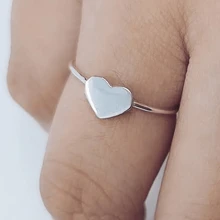 Anel de Prata 925 Coração Feminino Legítima Certificado de Garantia Romântico Delicado - Prata - Visão 1