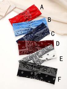 Boho 1pc Elastic Knotted Cross Headband, Yoga Sports Hairband With Paisley Design, Exercise Running Sweatband For Women, Wide Anti-Slip Head Wrap,Gym Turban Headband Fall Winter Hair Band Hair Accessories For Women For Vacation Outfits Woman Elegant Scarf Women Bandanas Soft Headwrap - Multicolor - View 10