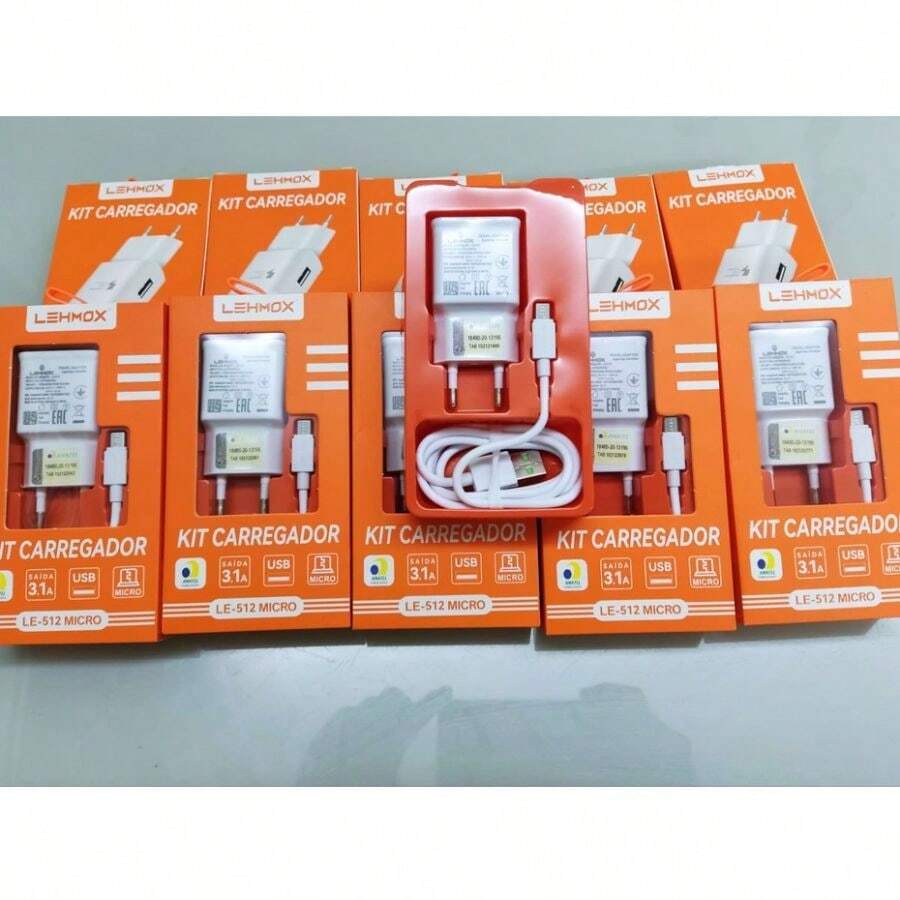 kit 5 Carregador de Celular Super Charging 3.1A Cabo MICRO V8 / TIPO-C / Iphone Lehmox