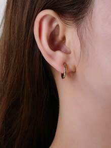 Set Of 3 Pairs Simple Stainless Steel Small Hoop Earrings Suitable For Women Daily/Vacation/Party Wear