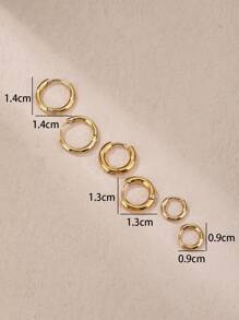 Set Of 3 Pairs Simple Stainless Steel Small Hoop Earrings Suitable For Women Daily/Vacation/Party Wear