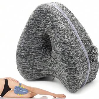 1pc Leg Pillow Ergonomic Side Sleeping Pillows Memory Foam Knee Pillow With Strap For Side Sleeper Leg Support Cushion With Removable And Washable Cover, Bedding, Home