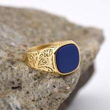 1枚復古時尚、誇張華麗的18k鍍金戒指,鑲有多色瑪瑙和有光澤的紋理,男女均適用,是復活節和母親節的完美禮物 - 彩色 - 查看 10