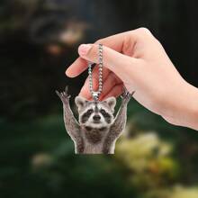 1/3pcs Cute Raccoon Acrylic Pendant Decoration, Suitable For Car, Home, Backpack, And Key Chain Accessories - Clear - View 5