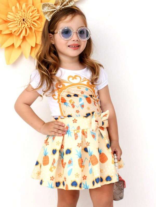 Conjunto Infantil Leleli - Saia / Conjunto Saia / Conjunto Infantil Meninas Saia / Conjunto Infantil / Meninas