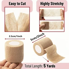 6 rotoli di bendaggi adesivi - supporto di sicurezza sportivo elastico - accessori palestra da 2,5 cm/1 pollice e 5 cm/2 pollici, bende sportive, nastro adesivo per sport